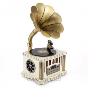 HD280-1-Luxury Antique Style Gramophone Bluetooth Speaker and FM Radio with Spinning Record (4)