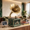 HD281-1-Luxury Vintage Gramophone Inspired Bluetooth Speaker and FM Radio with Spinning Record (3)