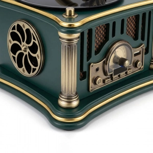 HD281-1-Luxury Vintage Gramophone Inspired Bluetooth Speaker and FM Radio with Spinning Record (9)