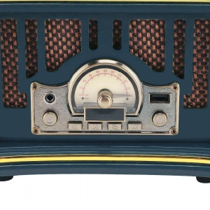 HD281-2-Luxury Vintage Gramophone Inspired Blue Bluetooth Speaker and FM Radio with Spinning Disk (6)
