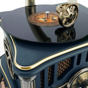 HD281-2-Luxury Vintage Gramophone Inspired Blue Bluetooth Speaker and FM Radio with Spinning Disk (8)