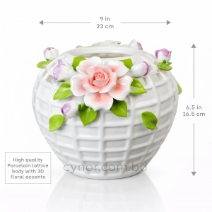 HD284-Premium White Porcelain Lattice Vase with Raised Floral and Leaves Accents (3)