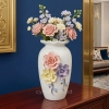 HD286-1-Ceramic Porcelain Vase with Scalloped Wavy Rim and Tri-Color 3D Floral Accents (1)