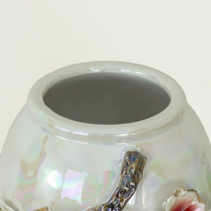 HD287-Luxury Porcelain Iridescent Mother-of-Pearl Vase with Raised Floral Accents and Petals (5)