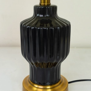 TL299-Black-2-Glossy Fluted Ceramic Table Lamp with Pleated Ivory Fabric Shade and Golden Accents (5)