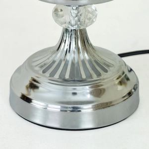 TL305-Silver-2-Crystal Embellished Chrome Metal Table Lamp with Laminated Geometric Woven Fabric Shade (7)