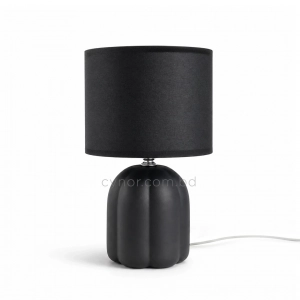 TL396-2-Compact Black Fluted Sculptural Ceramic Table Lamp with Hardback Shade (3)