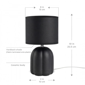 TL396-2-Compact Black Fluted Sculptural Ceramic Table Lamp with Hardback Shade (5)