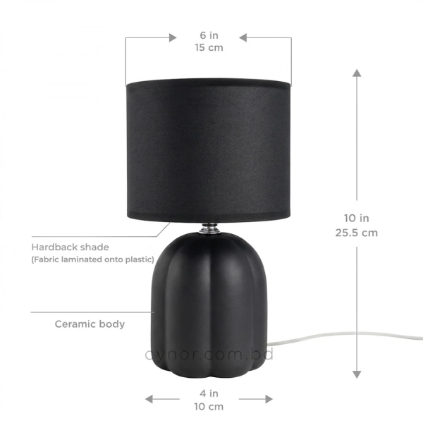 TL396-2-Compact Black Fluted Sculptural Ceramic Table Lamp with Hardback Shade (5)