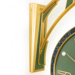 WC632-Green-Double Sided Station Wall Clock Golden Fiber Body with Emerald Green Dial and Iridescent Border (10)