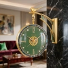 WC632-Green-Double Sided Station Wall Clock Golden Fiber Body with Emerald Green Dial and Iridescent Border (11)
