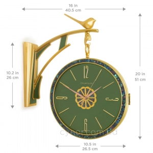 WC632-Green-Double Sided Station Wall Clock Golden Fiber Body with Emerald Green Dial and Iridescent Border (2)