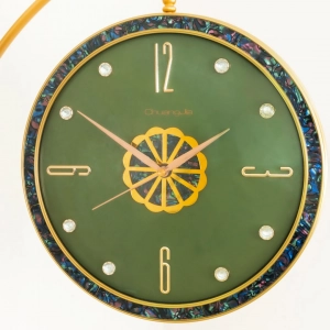 WC632-Green-Double Sided Station Wall Clock Golden Fiber Body with Emerald Green Dial and Iridescent Border (4)