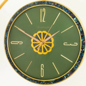 WC632-Green-Double Sided Station Wall Clock Golden Fiber Body with Emerald Green Dial and Iridescent Border (5)