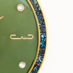 WC632-Green-Double Sided Station Wall Clock Golden Fiber Body with Emerald Green Dial and Iridescent Border (6)