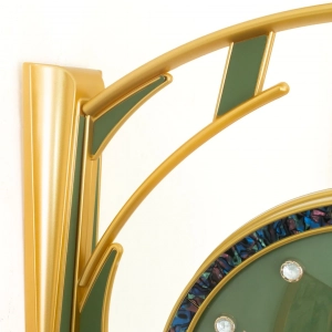 WC632-Green-Double Sided Station Wall Clock Golden Fiber Body with Emerald Green Dial and Iridescent Border (9)