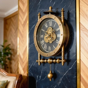 WC781-3-Grand Victorian Steampunk Inspired Rotating Gear Wall Clock with Antique Brass Frame Roman Numerals (13)