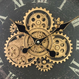 WC781-3-Grand Victorian Steampunk Inspired Rotating Gear Wall Clock with Antique Brass Frame Roman Numerals (3)