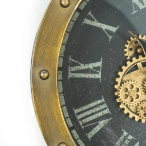 WC781-3-Grand Victorian Steampunk Inspired Rotating Gear Wall Clock with Antique Brass Frame Roman Numerals (5)