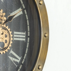 WC781-3-Grand Victorian Steampunk Inspired Rotating Gear Wall Clock with Antique Brass Frame Roman Numerals (6)