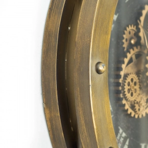WC781-3-Grand Victorian Steampunk Inspired Rotating Gear Wall Clock with Antique Brass Frame Roman Numerals (7)