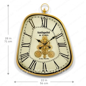 WC783-Grand French Vintage Asymmetrical Rotating Gear Wall Clock with Golden Metal Frame (3)