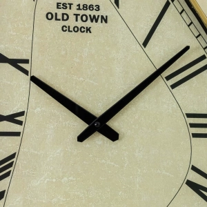 WC784-Vintage Asymmetrical Wall Clock with Golden Metal Frame and Roman Numerals (4)