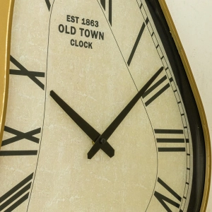 WC784-Vintage Asymmetrical Wall Clock with Golden Metal Frame and Roman Numerals (5)