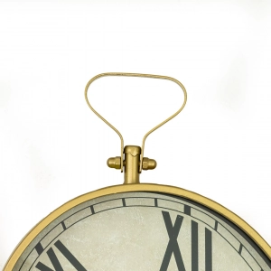 WC784-Vintage Asymmetrical Wall Clock with Golden Metal Frame and Roman Numerals (8)