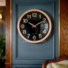 WC791-Classic Elegant Golden Frame Black Dial Rose-Gold Hands Radium Numerals Wall Clock (1)