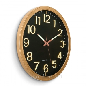 WC791-Classic Elegant Golden Frame Black Dial Rose-Gold Hands Radium Numerals Wall Clock (4)