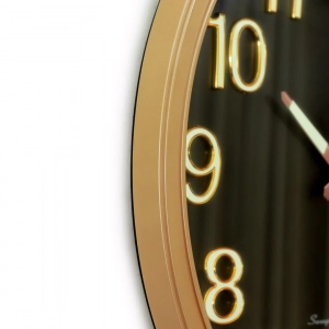 WC791-Classic Elegant Golden Frame Black Dial Rose-Gold Hands Radium Numerals Wall Clock (9)