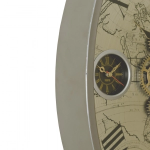 WC793-Luxury Antique Style World Time Mechanical Gear Wall Clock with Metal Frame and Four Time Zone Dial (12)