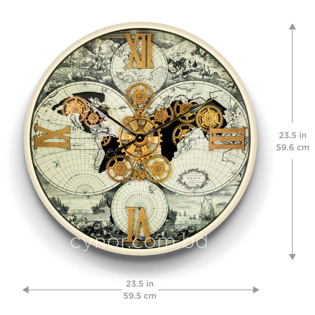 WC794-Luxury Antique Style World Map Rotating Mechanical Gear Wall Clock with Metal Frame Glass Dial (3) WC794-Luxury Antique Style World Map Rotating Mechanical Gear Wall Clock with Metal Frame Glass Dial (3)