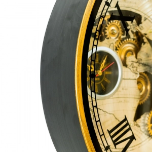 WC795-Luxury Antique Style World Map Multi Time zone Mechanical Gear Wall Clock with Metal Frame Glass Dial (10)