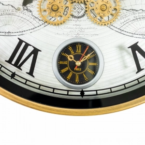 WC795-Luxury Antique Style World Map Multi Time zone Mechanical Gear Wall Clock with Metal Frame Glass Dial (7)