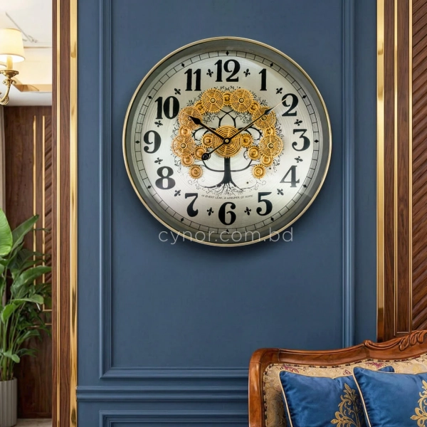 WC796-Luxury Tree of Life Mechanical Gear Steampunk Style Wall Clock with Brushed Metal Frame and Glass Dial (2)