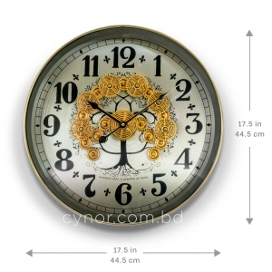 WC796-Luxury Tree of Life Mechanical Gear Steampunk Style Wall Clock with Brushed Metal Frame and Glass Dial (4)