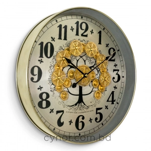 WC796-Luxury Tree of Life Mechanical Gear Steampunk Style Wall Clock with Brushed Metal Frame and Glass Dial (5)