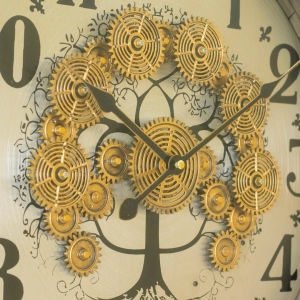 WC796-Luxury Tree of Life Mechanical Gear Steampunk Style Wall Clock with Brushed Metal Frame and Glass Dial (8)