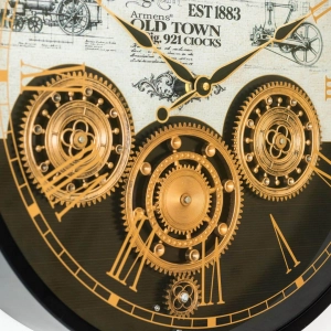 WC797-Luxury Industrial Style Antique Automobile Inspired Mechanical Gear Wall Clock with Metal Frame Glass Dial (10)