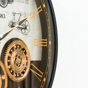 WC797-Luxury Industrial Style Antique Automobile Inspired Mechanical Gear Wall Clock with Metal Frame Glass Dial (11)