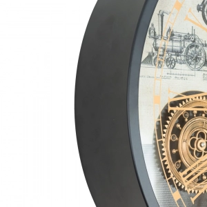 WC797-Luxury Industrial Style Antique Automobile Inspired Mechanical Gear Wall Clock with Metal Frame Glass Dial (12)