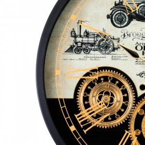 WC797-Luxury Industrial Style Antique Automobile Inspired Mechanical Gear Wall Clock with Metal Frame Glass Dial (7)