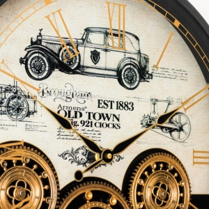 WC797-Luxury Industrial Style Antique Automobile Inspired Mechanical Gear Wall Clock with Metal Frame Glass Dial (9)