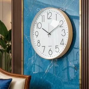 WC798-Nordic Style Minimalist Wall Clock with Fiber Frame Wood-texture Glass Cover Dial (1)