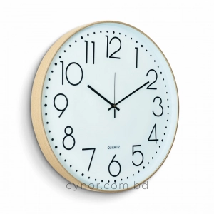 WC798-Nordic Style Minimalist Wall Clock with Fiber Frame Wood-texture Glass Cover Dial (3)