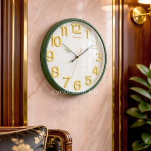 WC799-Bottle-Green-Executive Wall Clock Bottle Green Frame Radium Numerals with Golden Rim and Glass Cover Dial (1)