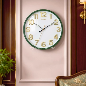 WC799-Bottle-Green-Executive Wall Clock Bottle Green Frame Radium Numerals with Golden Rim and Glass Cover Dial (2)