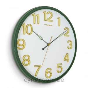 WC799-Bottle-Green-Executive Wall Clock Bottle Green Frame Radium Numerals with Golden Rim and Glass Cover Dial (3)